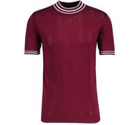 Madcap England Men's Wilson Retro Mod 60s 70s Short Sleeve Pointelle Knit Turtleneck Mock Turtle Cotton T-Shirt Top MC1041 (UK, Alpha, XS, Regular, Regular, Zinfandel)