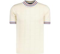 Madcap England Men's Wilson Retro Mod 60s 70s Short Sleeve Pointelle Knit Turtleneck Mock Turtle Cotton T-Shirt Top MC1041 (UK, Alpha, S, Regular, Regular, Whisper White)