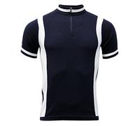 Madcap England Vitesse Men's Retro 60s Knitted Cycling Top with Zip Funnel Neck (UK, Alpha, XS, Regular, Regular, Navy)
