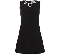 Madcap England Women’s 60s Mod Mini Dress Retro Sleeveless A-Line Shift Dress Cut Out Collar Lazy Daisy Black & White MC527 (UK, Numeric, 12, Regular, Regular, Black)