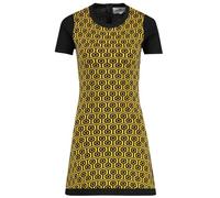 Madcap England Womens Knitted Retro 60s 70s Honeycomb Knitted Short Sleeve Mini Dress Overlook MC1109 (UK, Numeric, 12, Regular, Regular, Black/Golden Glow)