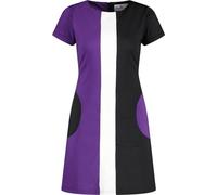 Madcap England Women's Retro Mod 60s 1960s Sixties Vintage Mid Century Style Circle Pocket Short Sleeve Mini Dress Honey MC458 (UK, Numeric, 10, Regular, Regular, Purple/Black)
