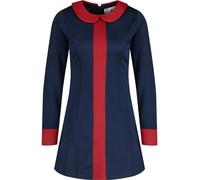 Madcap England Women's Retro Mod 60s 1960s Sixties Vintage Style Long Sleeve Peter Pan Round Collar Dress Oracle MC455 (UK, Numeric, 14, Regular, Regular, Navy/Red)