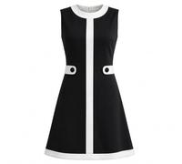 Madcap England Women's Retro Mod Vintage 1960s 60s Sixties Style Centre Stripe Jersey Mini Dress A Go Go MC454 (UK, Numeric, 14, Regular, Regular, Black/White)