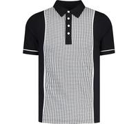 Madcap Mens Retro Mod Polo 60s Dogtooth Jersey Shirt Northern Soul Vintage 70s Houndstooth Pelham MC1139 (UK, Alpha, L, Regular, Regular, Black)