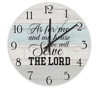 Madcolitote 10 Inch Wall Clock Bible Verse Scripture Large Wall Clocks Battery Operated As for Me Joshua 24 15 Jesus Quote Religious Christian New Home Gift Thanksgiving for Her