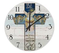 Madcolitote 10 Inch Wall Clock Bible Verse Scripture Large Wooden Wall Clocks Be still And Know That I Am God Psalm 46 10 Jesus Quote Religious Christian New Home Gift Thanksgiving for Her