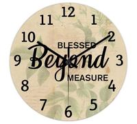Madcolitote 10 Inch Wall Clock Bible Verse Scripture Round Decorative Clocks Battery Operated Blessed beyond Measure Jesus Quote Religious Christian New Home Gift Thanksgiving for Her