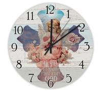 Madcolitote 10 Inch Wall Clock Bible Verse Scripture Round Decorative Clocks Be still And Know That I Am God 1 Jesus Quote Religious Christian New Home Gift Thanksgiving for Her