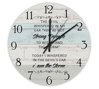 Madcolitote 10 Inch Wall Clock Bible Verse Scripture Round Wall Clocks Battery Operated Today I Whispered in The Devil's Ear Jesus Quote Religious Christian New Home Gift Thanksgiving for Her