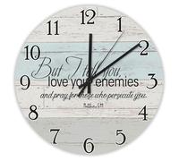 Madcolitote 10 Inch Wall Clock Bible Verse Scripture Wall Clocks Battery Operated But I Tell You Love Your Enemies Silent Jesus Quote Christian New Home Gift Thanksgiving for Her