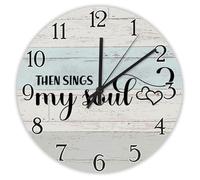 Madcolitote 10 Inch Wall Clock Bible Verse Scripture Wooden Wall Clocks Battery Operated Then Sings My Soul Silent Jesus Quote Religious Christian New Home Gift Thanksgiving for Her