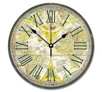 Madcolitote 12 Inch Wall Clock Antique Vintage Wood Grain Style Medieval Europe Wall Clocks Battery Operated Old World Map Retirement Decor For Office Home Decor Birthday Housewarming Gift
