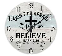 Madcolitote 12 Inch Wall Clock Bible Verse Scripture Large Wall Clocks Don't Be Afraid Just Believe Mark 5 36 Jesus Quote Religious Christian New Home Gift Thanksgiving for Her