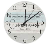 Madcolitote 12 Inch Wall Clock Bible Verse Scripture Large Wall Clocks If You Love Me keep My Commands.John 14:15 Jesus Quote Religious Christian New Home Gift Thanksgiving for Her