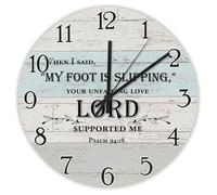 Madcolitote 12 Inch Wall Clock Bible Verse Scripture Large Wall Clocks When I Said My Foot Is Slipping your Unfailing Love Jesus Quote Religious Christian New Home Gift Thanksgiving for Her