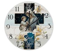 Madcolitote 12 Inch Wall Clock Bible Verse Scripture Round Wall Clocks Battery Operated God Gave Me You Silent Jesus Quote Religious Christian New Home Gift Thanksgiving for Her
