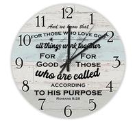 Madcolitote 12 Inch Wall Clock Bible Verse Scripture Wall Clocks And we know that for those who love God all things Jesus Quote Religious Christian New Home Gift Thanksgiving for Her