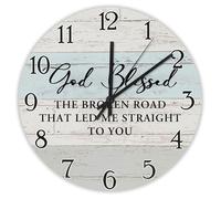 Madcolitote 12 Inch Wall Clock Bible Verse Scripture Wall Clocks God Blessed The Broken Road That Me Straight to You Jesus Quote Religious Christian New Home Gift Thanksgiving for Her
