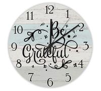Madcolitote 12 Inch Wall Clock Bible Verse Scripture Wooden Wall Clocks Battery Operated Be Grateful Silent Non-Ticking Jesus Quote Religious Christian New Home Gift Thanksgiving for Her
