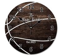 Madcolitote 12 Inch Wall Clock Country Retro Weathered Wooden Basketball Family Large Wooden Wall Clocks Funny Basketball Decor Living Room Bedroom Kitchen Christmas Birthday Gift
