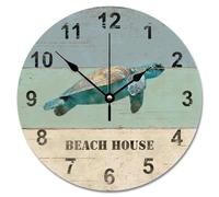 Madcolitote 12 Inch Wall Clock Vintage Country Wood Grain Style Wall Clocks Battery Operated Sea Life Sea Turtle Retirement Decor Living Room Bedroom Kitchen Christmas Birthday Gift