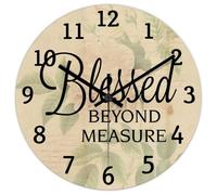 Madcolitote 15 Inch Wall Clock Bible Verse Scripture Large Wall Clocks Battery Operated Blessed beyond Measure Jesus Quote Religious Christian New Home Gift Thanksgiving for Her
