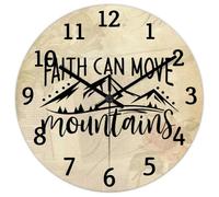 Madcolitote 15 Inch Wall Clock Bible Verse Scripture Large Wall Clocks Battery Operated Faith Can Move Mountains Silent Jesus Quote Religious Christian New Home Gift Thanksgiving for Her