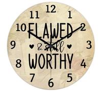 Madcolitote 15 Inch Wall Clock Bible Verse Scripture Large Wall Clocks Battery Operated Flawed And still Worthy Silent Jesus Quote Religious Christian New Home Gift Thanksgiving for Her