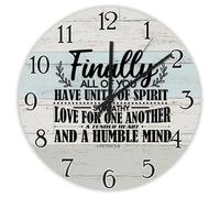 Madcolitote 15 Inch Wall Clock Bible Verse Scripture Large Wall Clocks Finally All of You Have Unity of Spirit Jesus Quote Religious Christian New Home Gift Thanksgiving for Her