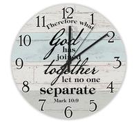 Madcolitote 15 Inch Wall Clock Bible Verse Scripture Large Wall Clocks Therefore What God Has Joined Together Jesus Quote Religious Christian New Home Gift Thanksgiving for Her