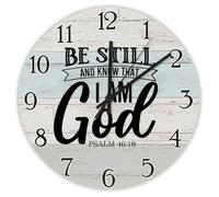 Madcolitote 15 Inch Wall Clock Bible Verse Scripture Large Wooden Wall Clocks Be still And Know What I Am God Jesus Quote Religious Christian New Home Gift Thanksgiving for Her