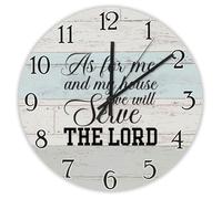 Madcolitote 15 Inch Wall Clock Bible Verse Scripture Round Decorative Clocks Battery Operated As for Me Joshua 24 15 Jesus Quote Religious Christian New Home Gift Thanksgiving for Her