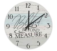 Madcolitote 15 Inch Wall Clock Bible Verse Scripture Round Decorative Clocks Battery Operated Blessed beyond Measure Jesus Quote Religious Christian New Home Gift Thanksgiving for Her