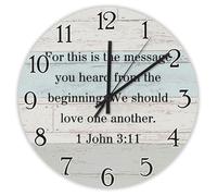 Madcolitote 15 Inch Wall Clock Bible Verse Scripture Round Decorative Clocks For This Is The Message You Heard 1 John 3:11 Jesus Quote Religious Christian New Home Gift Thanksgiving for Her
