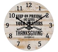 Madcolitote 15 Inch Wall Clock Bible Verse Scripture Round Wall Clocks Keep on Praying And Guard Your Prayers Jesus Quote Religious Christian New Home Gift Thanksgiving for Her