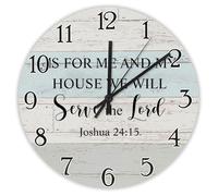 Madcolitote 15 Inch Wall Clock Bible Verse Scripture Wall Clocks Battery Operated As for Me And My House Non-Ticking Jesus Quote Religious Christian New Home Gift Thanksgiving for Her