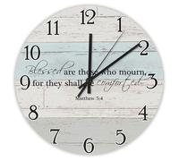 Madcolitote 15 Inch Wall Clock Bible Verse Scripture Wall Clocks Battery Operated Blessed Are Those Who Mourn Silent Jesus Quote Religious Christian New Home Gift Thanksgiving for Her