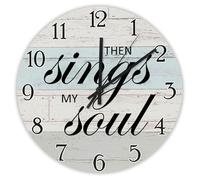 Madcolitote 15 Inch Wall Clock Bible Verse Scripture Wall Clocks Battery Operated Then Sings My Soul Silent Jesus Quote Religious Christian New Home Gift Thanksgiving for Her