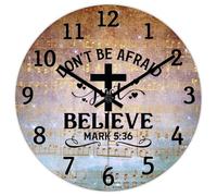 Madcolitote 15 Inch Wall Clock Bible Verse Scripture Wooden Wall Clocks Don't Be Afraid Just Believe Mark 5 36 Jesus Quote Religious Christian New Home Gift Thanksgiving for Her