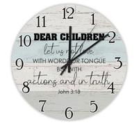 Madcolitote 15 Inch Wall Clock Bible Verse Wall Clocks Dear Children Let Us Not Love with Words Or Tongue But with Actions And in Truth Jesus Quote Christian New Home Gift Thanksgiving for Her