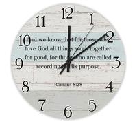 Madcolitote And We Know That for Those Who Love God Romans 8:28 Wooden Wall Clock Bible Verse Large Wall Clocks Battery Operated 15 Inch Jesus Quote Decor for Office School Bathroom