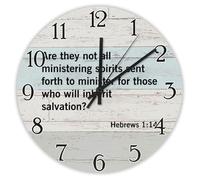 Madcolitote Are They Not All Ministering Spirits Sent Forth Wall Clock Bible Verse 10 Inch Large Wall Clocks Farmhouse Christian Wall Decor for Living Room Kitchen Bedroom Bathroom