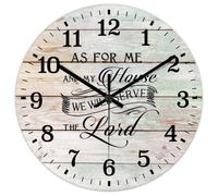 Madcolitote As for Me And My House We Will Serve The Lord Wooden Wall Clock Bible Verse Christian 15 Inch Wall Clocks Battery Operated Religious Quote Art Decor for Bedroom Living Room Office