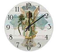 Madcolitote As for Me Joshua 24 15 Wooden Wall Clock Jesus Bible Verse Wall Clocks Battery Operated 10 Inch Silent Religious Faith Decor for Bedroom Living Room Office