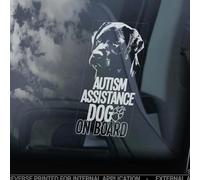 Madcolitote Autism Assistance Dog on Board Car Window Sticker Labrador Dog Sign Decal Vinyl Die Cut Decals Funny Bumper Stickers Animal Pet Gift