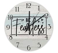 Madcolitote Be Fearless Wall Clock Bible Verse 12 Inch Round Wall Clocks Battery Operated Non-Ticking Farmhouse Christian Wall Decor Home Decor for Kitchen Bedroom Living Room Office