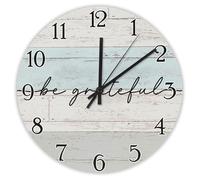 Madcolitote Be Grateful Wall Clock Bible Verse Wooden Wall Clocks Battery Operated 15 Inch Silent Farmhouse Christian Wall Decor Home Decor for Living Room Kitchen Bedroom Office