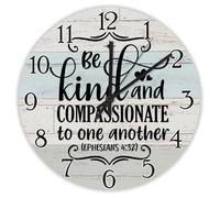 Madcolitote Be Kind And Compassionate Wall Clock Bible Verse 12 Inch Wall Clocks Battery Operated Farmhouse Christian Wall Decor Home Decor for Home Kitchen Office School Bathroom