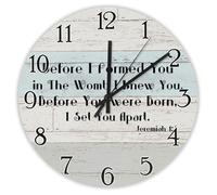 Madcolitote Before I Formed You in The Womb Wooden Wall Clock Jesus Bible Verse 12 Inch Wall Clocks Battery Operated Silent Jesus Quote Decor for Living Room Bedroom Office